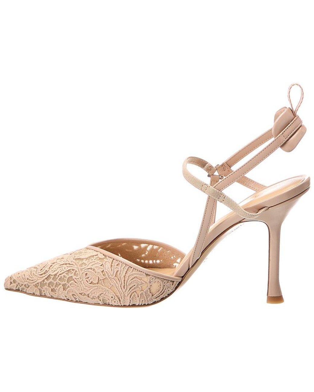 Fendi Pink Very Colibri Lace Tulle & Leather Slingback Pump