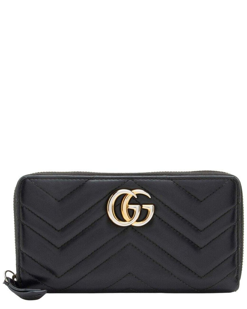Gucci Black Matelassé GG Marmont Zip Wallet (authentic Pre-loved)