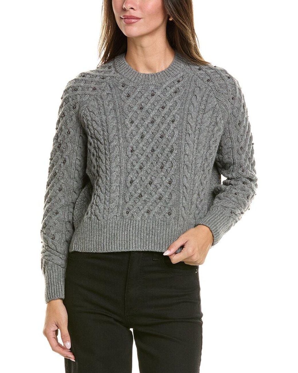 Rag & Bone Gray Liz Beaded Wool Sweater