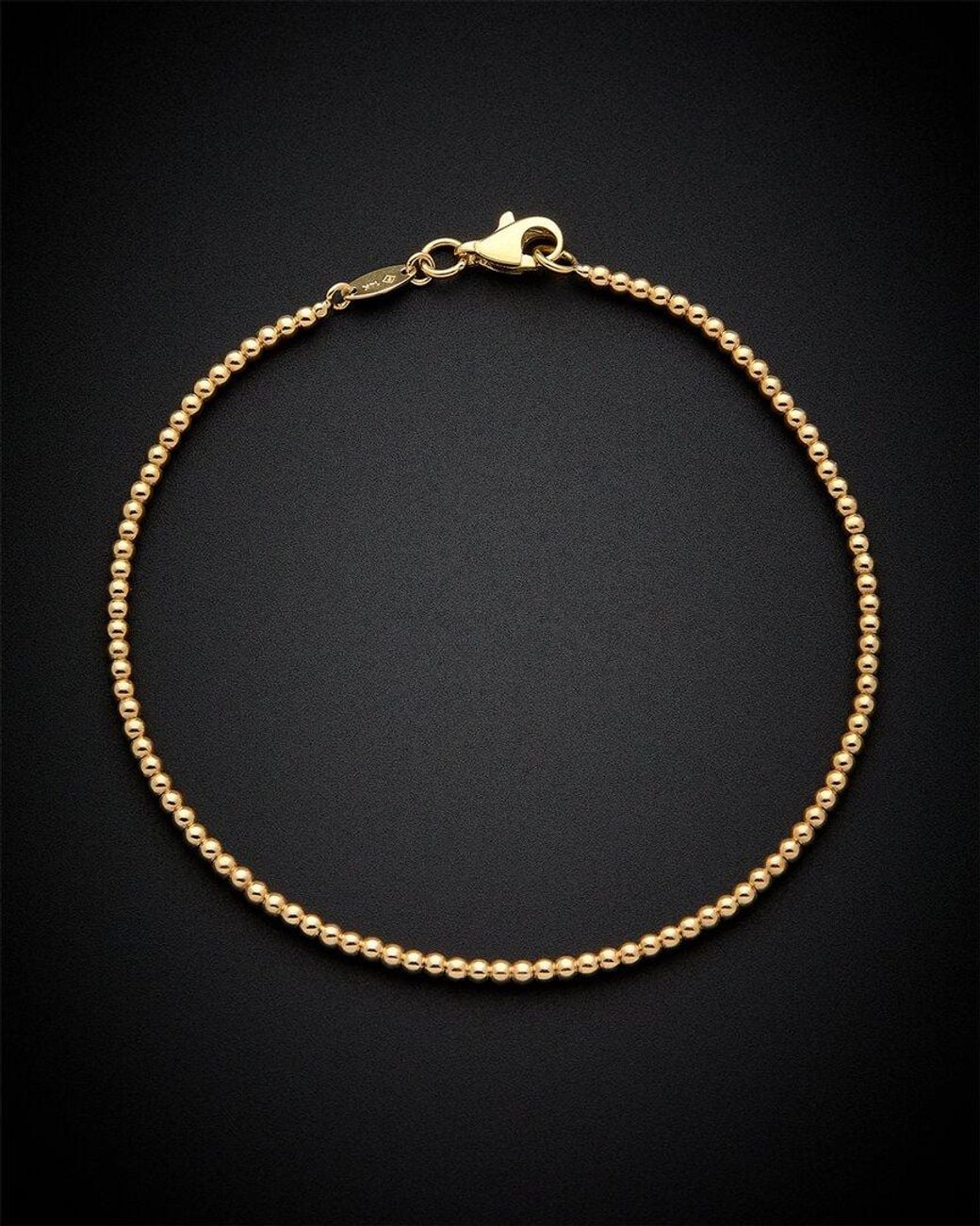 Italian Gold Black 14k Polished Bead Bracelet