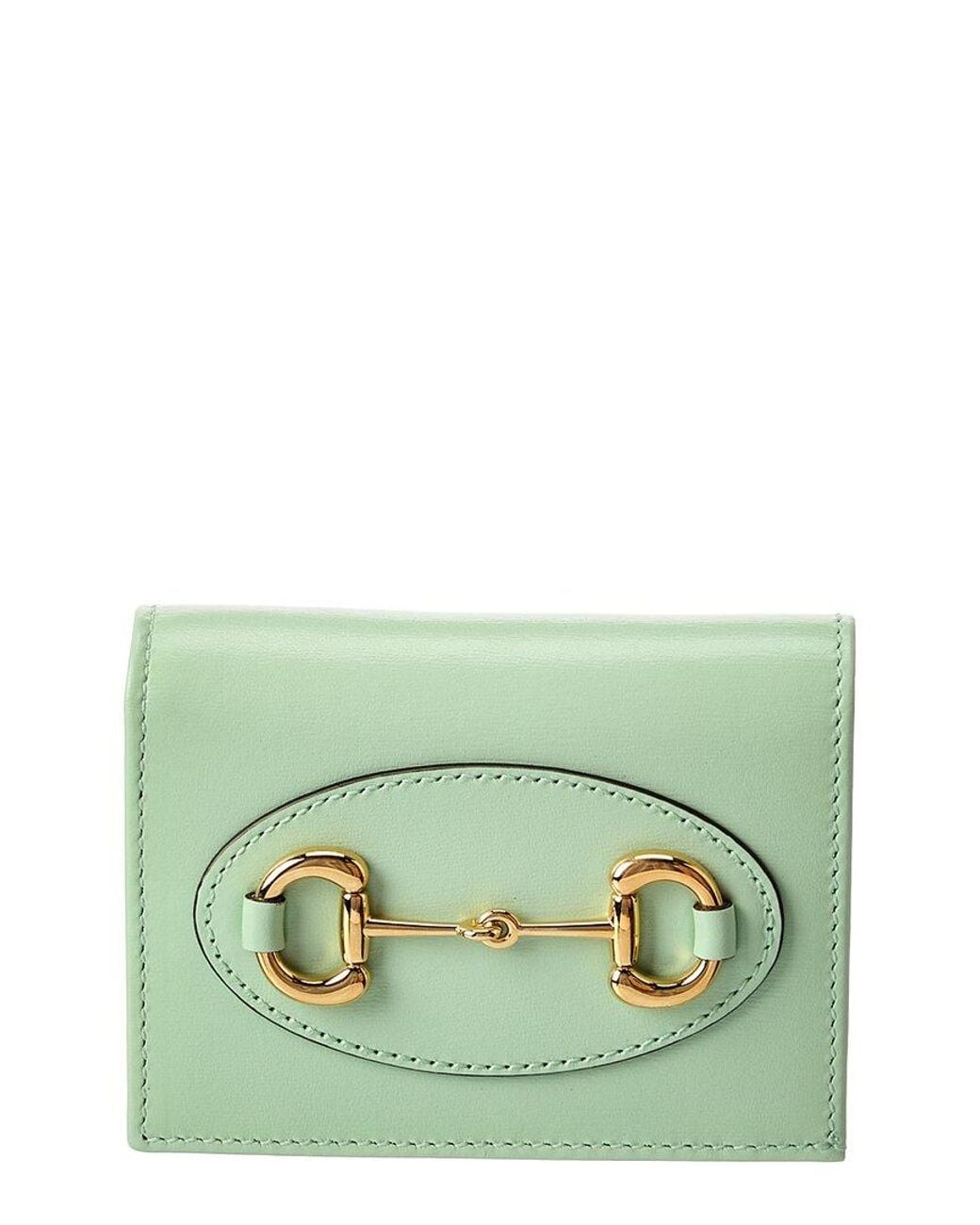 Gucci Green Horsebit 1955 Leather Card Case