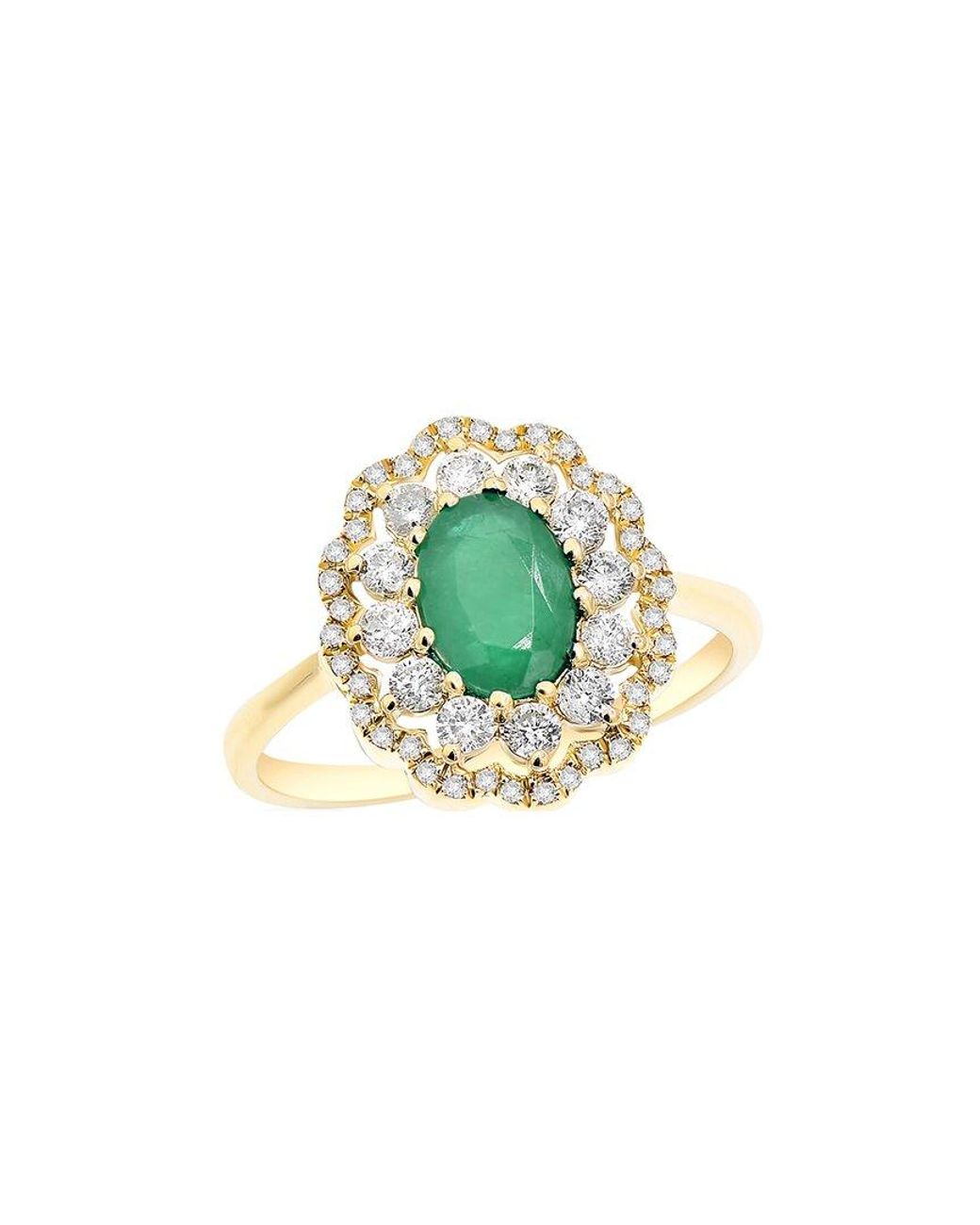 Diana M Green Fine Jewelry 14k 1.35 Ct. Tw. Diamond & Emerald Half-eternity Ring