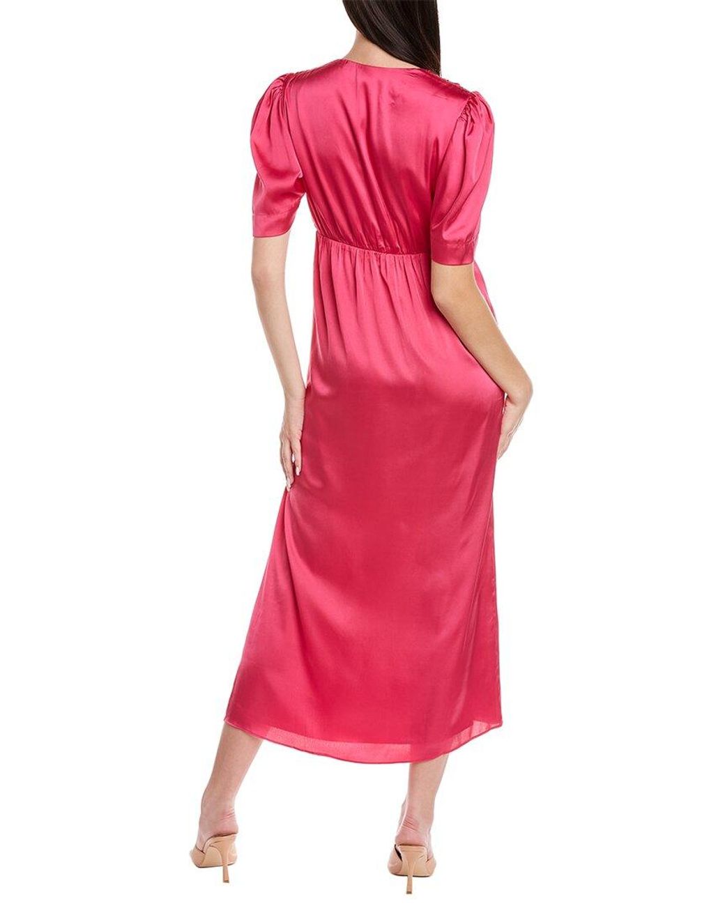 Garrie B Pink Satin Midi Dress
