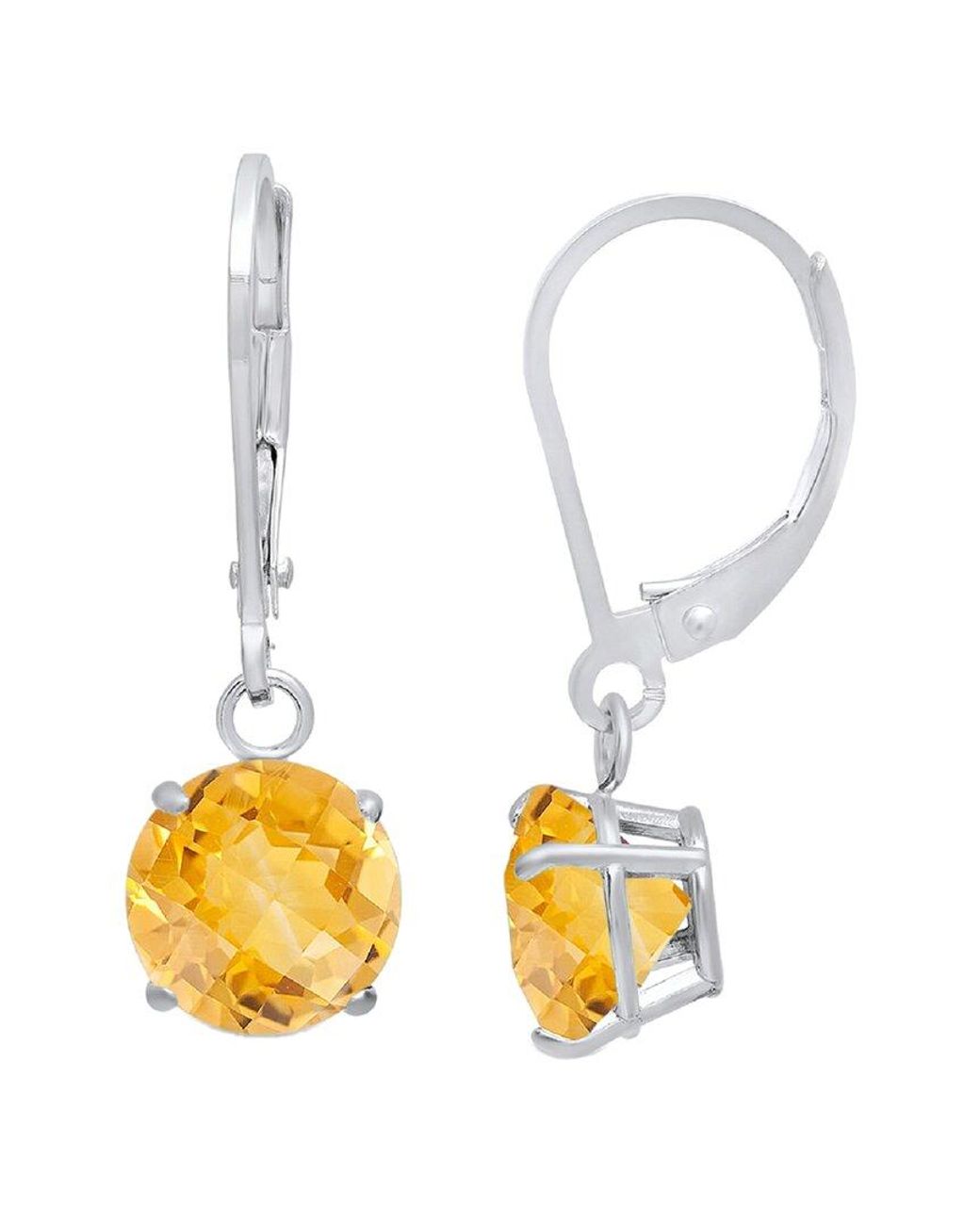 MaxColor Metallic Silver 3.60 Ct. Tw. Citrine Dangle Earrings