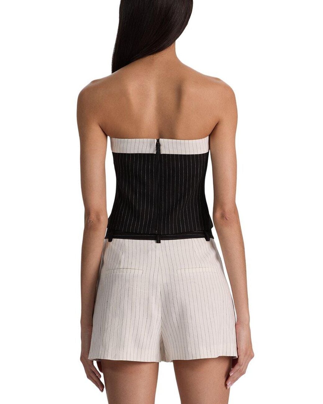 Alice + Olivia Black Kelly Strapless Crop Top