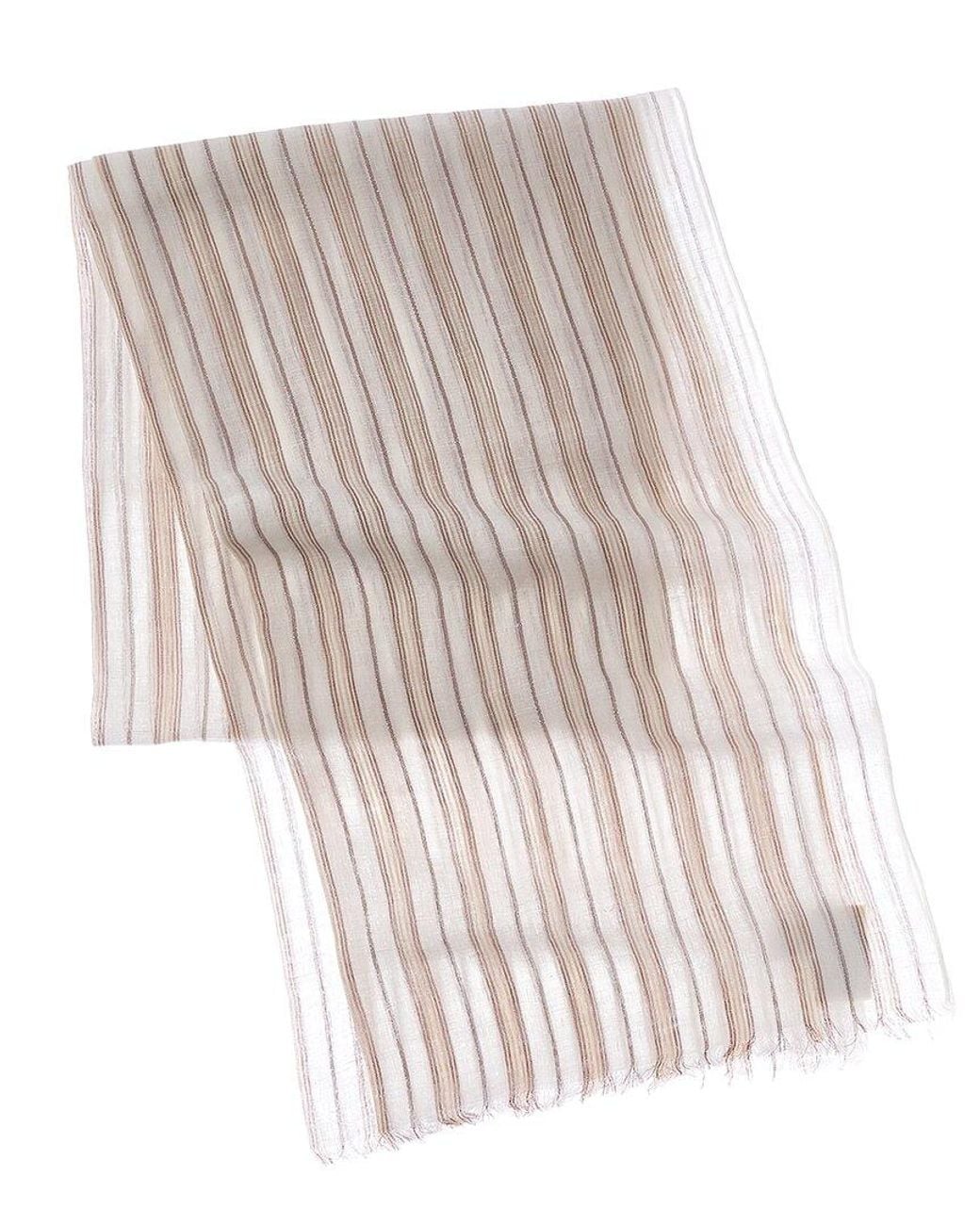 Brunello Cucinelli White Linen-Blend Scarf