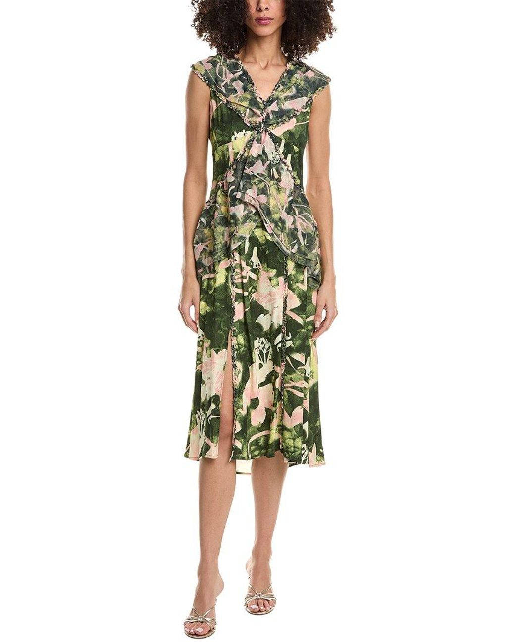 3.1 Phillip Lim Green Floating Iris Ruffle Dress