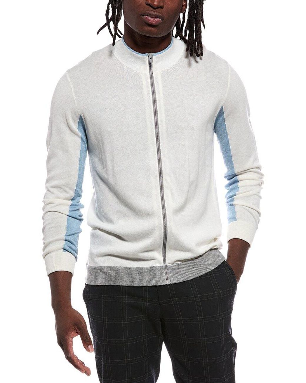 Autumn Cashmere Gray Sleeve Stripe Cashmere-Blend Jacket for men