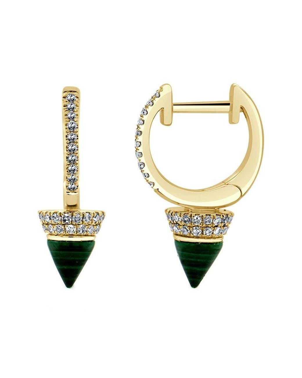 Sabrina Designs White 14K 4.29 Ct. Tw. Diamond & Malachite Drop Earrings