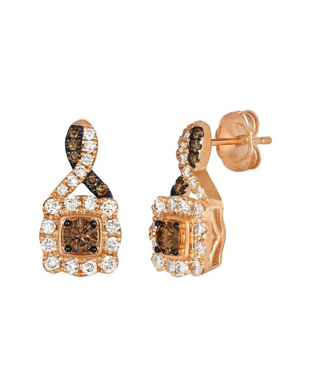 Le Vian Metallic Chocolate Solitaire 14K Rose 0.82 Ct. Tw. Diamond Drop Earrings