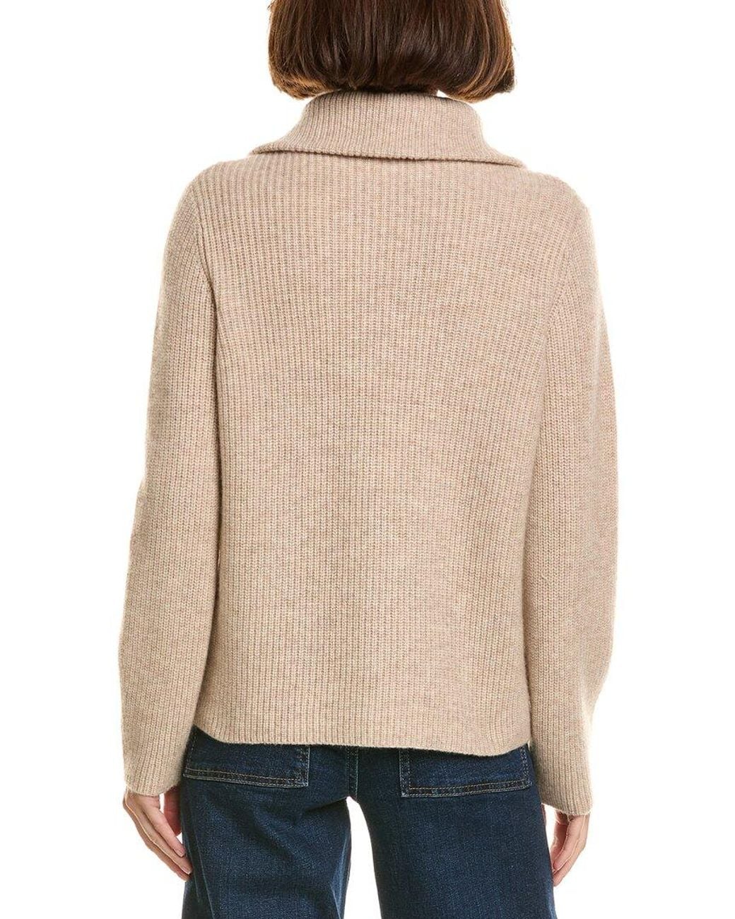 InCashmere Natural Zip Polo Box Stitch Wool & Cashmere-Blend Pullover