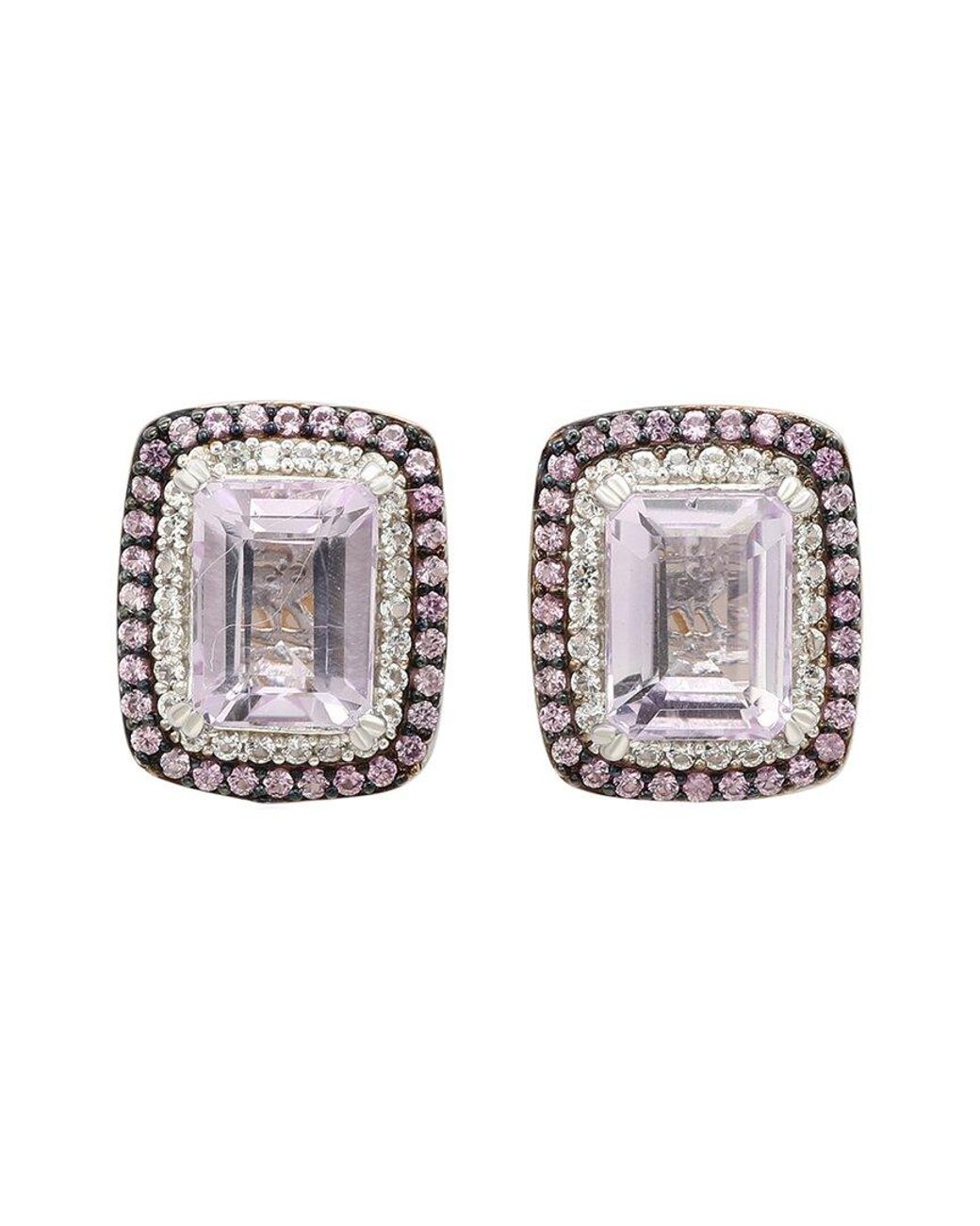 Suzy Levian Multicolor Silver 0.02 Ct. Tw. Diamond & Gemstone Earrings