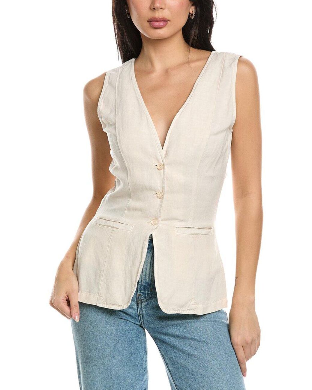 Young Fabulous & Broke White Loa Linen-Blend Vest