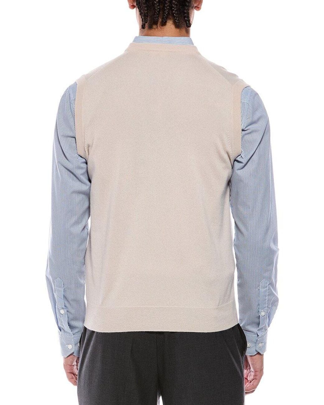 N.Peal Cashmere Blue Westminster 100% Cashmere V-Neck Sweater Vest for men