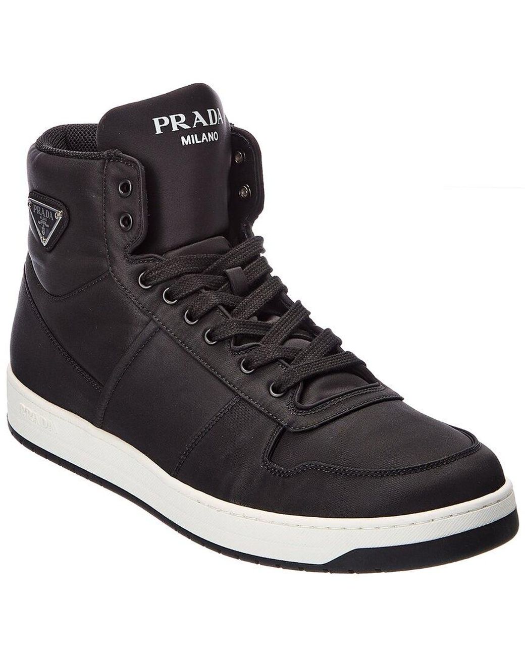 Prada Logo Nylon Hightop Sneaker in Black for Men Lyst