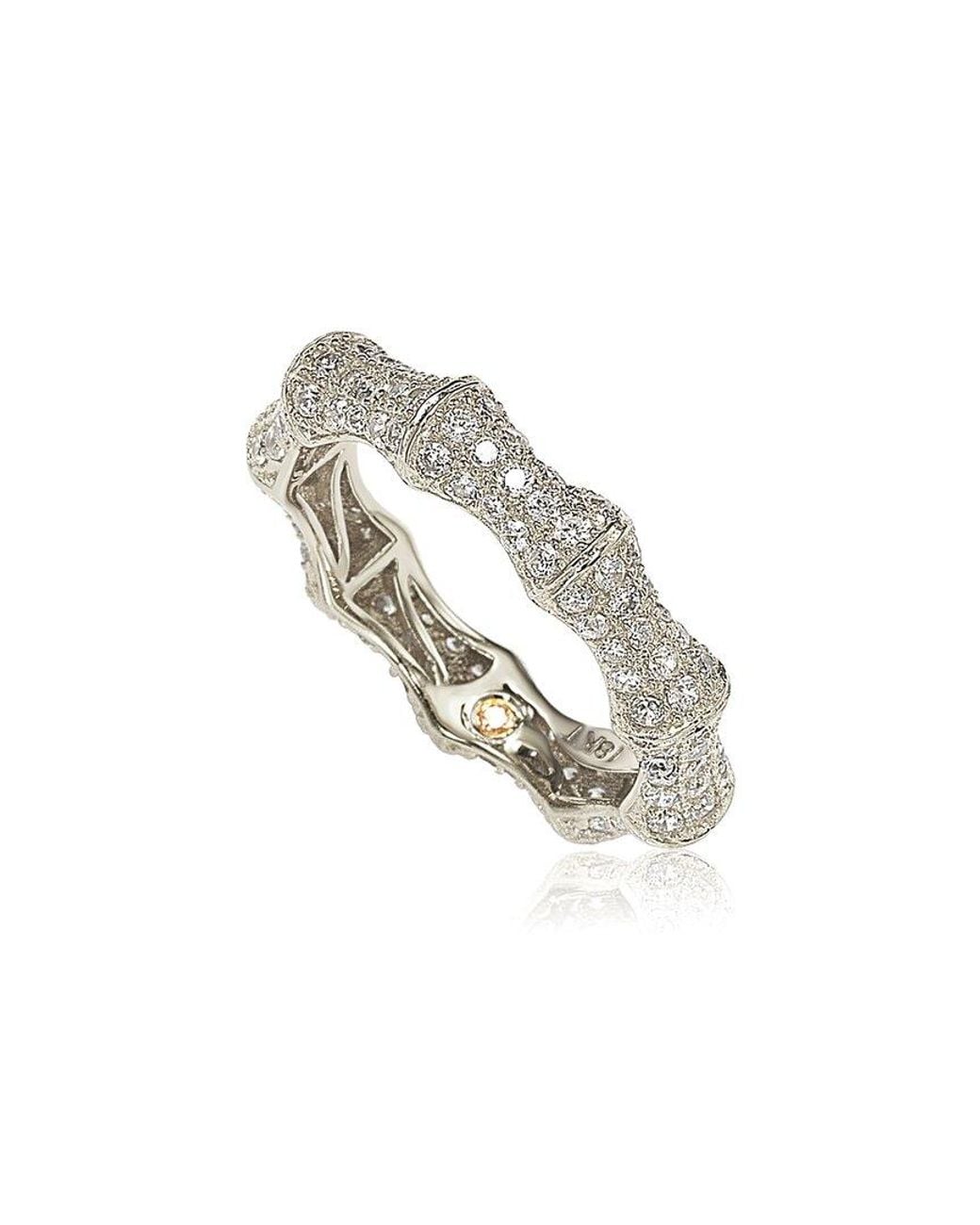 Suzy Levian Metallic Silver Cz Stackable Ring