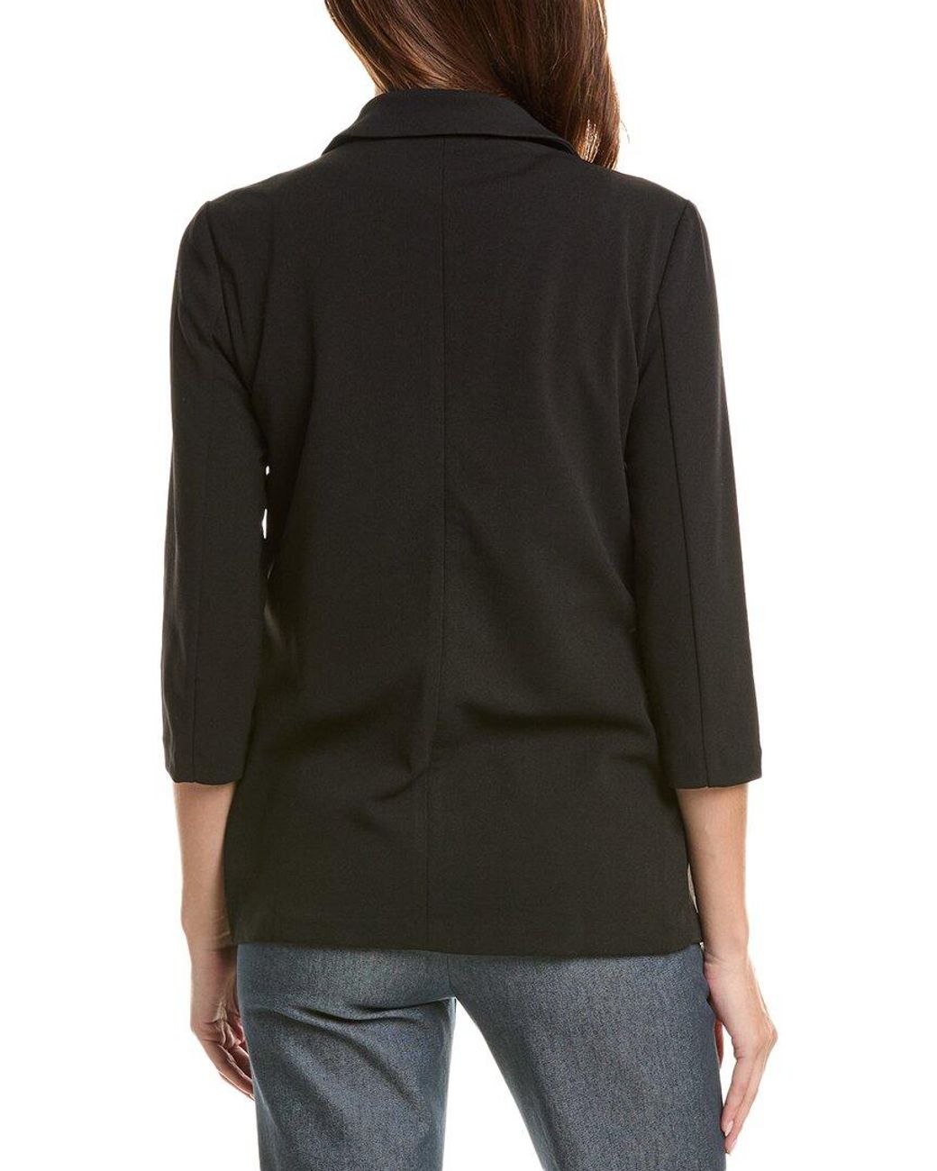 Nanette Lepore Black Notched Lapel Open-Front Blazer