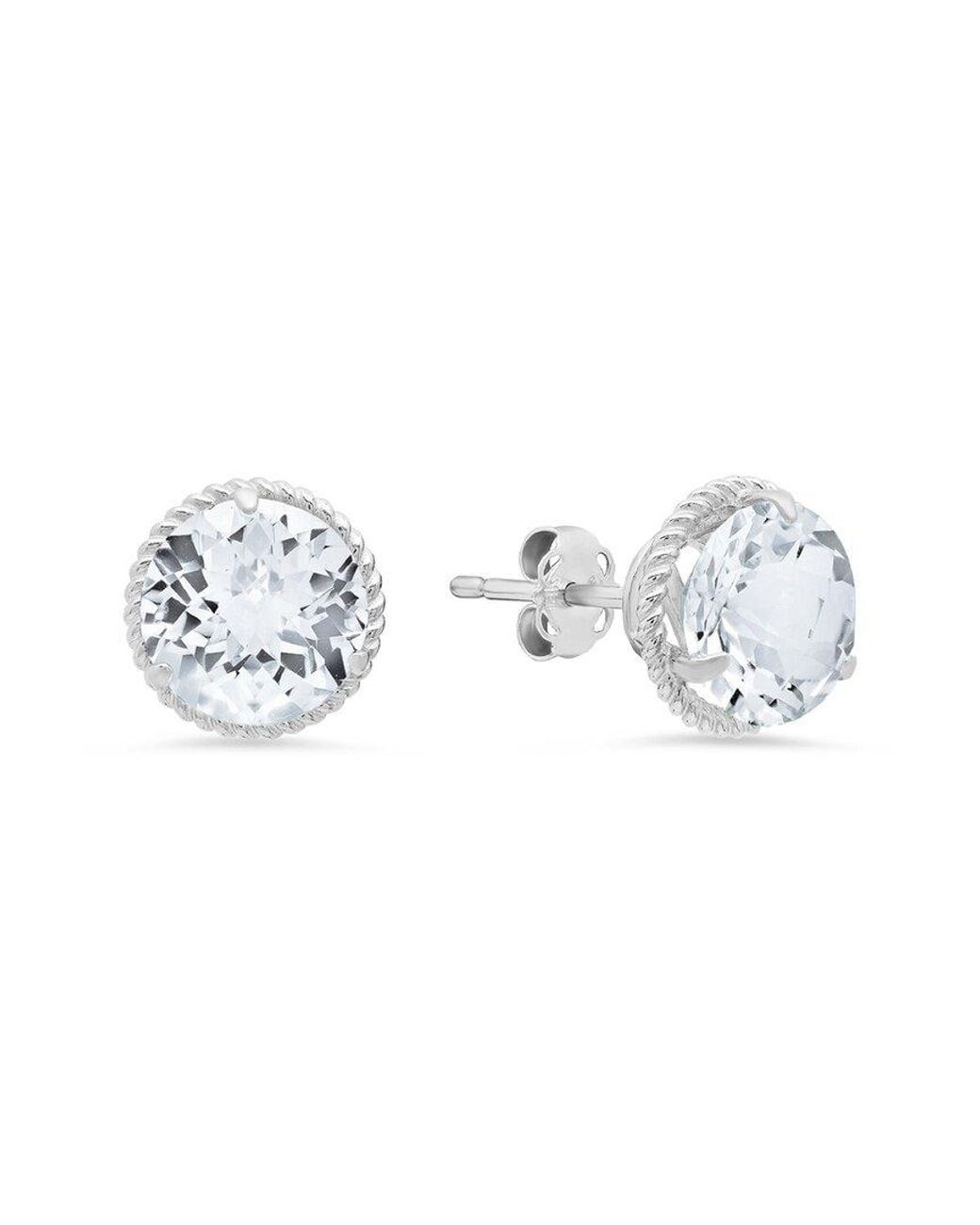 MaxColor Metallic 14k 3.50 Ct. Tw. White Topaz Halo Studs