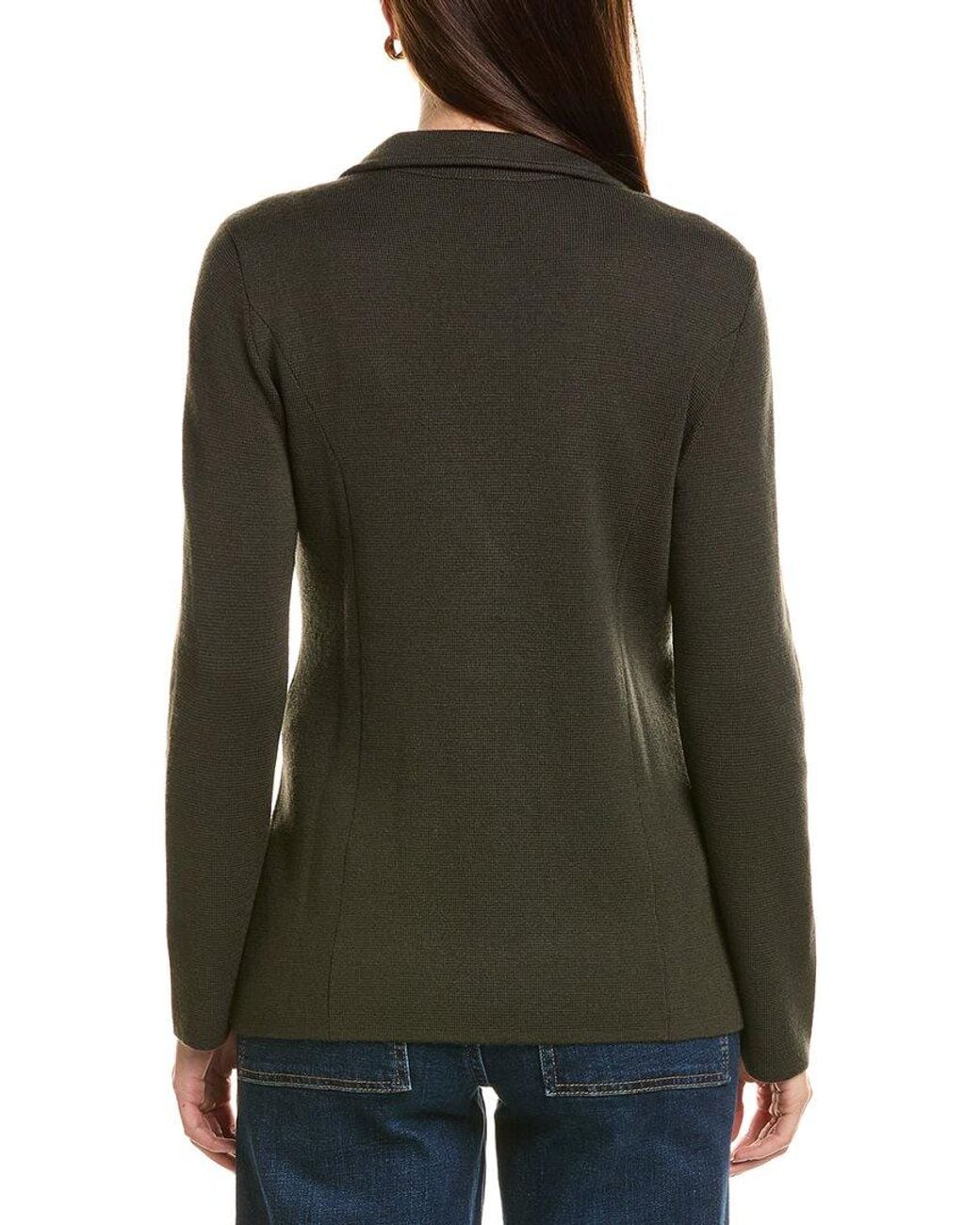 Bruno Magli Green Wool-Blend Sweater Blazer
