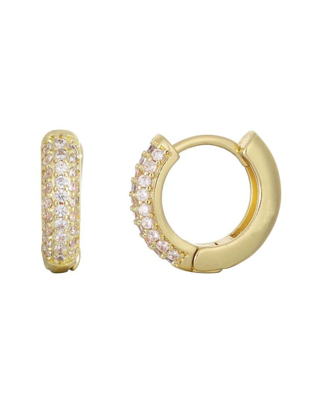 Adornia Metallic 14K Plated Cz Huggie Chubby Hoops