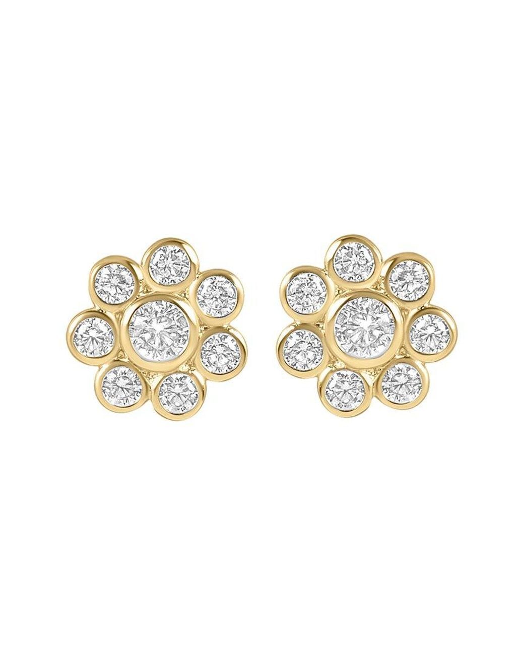 Electric Picks White 14K Plated Cz Daisy Stud Studs