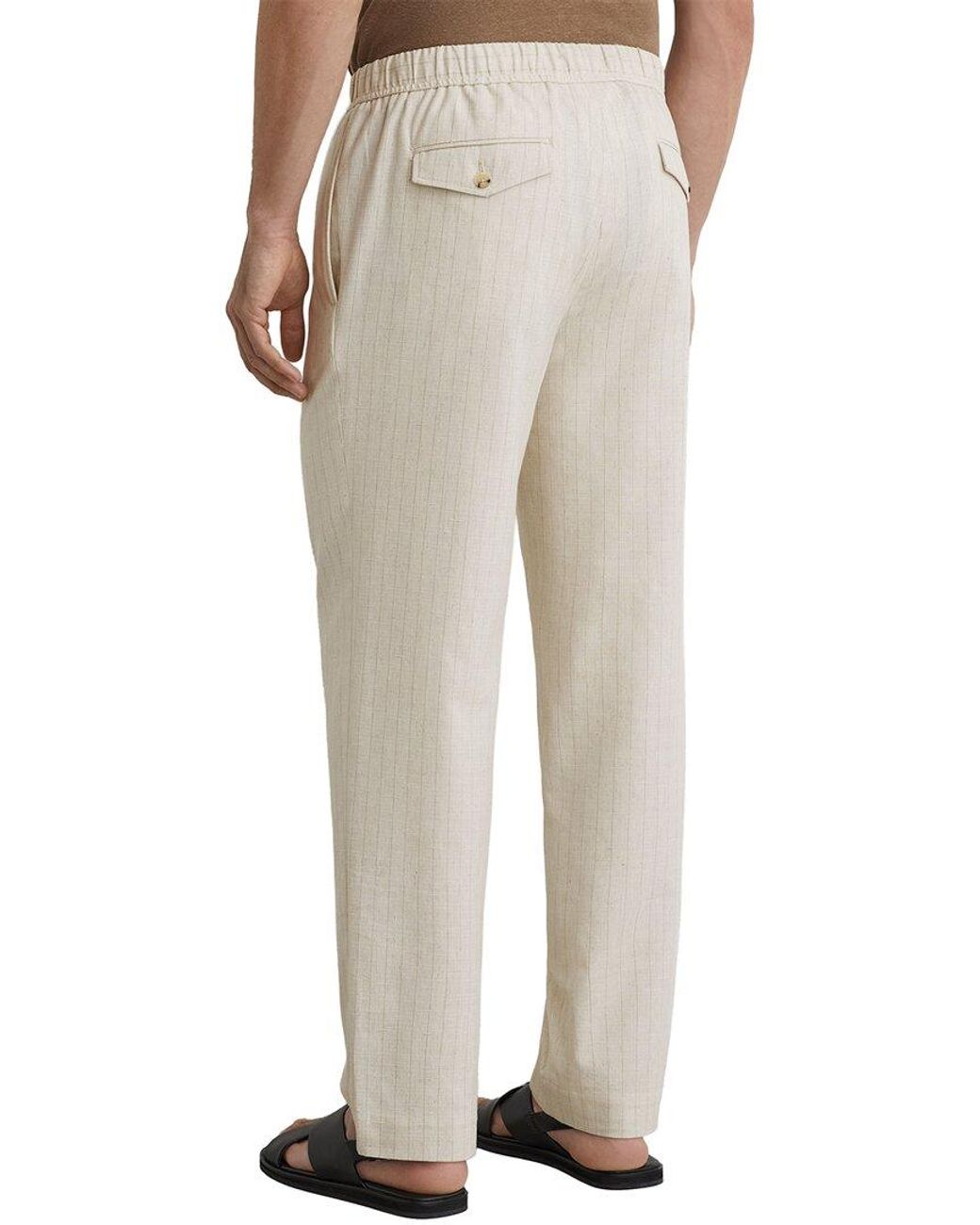 Reiss Natural Slayman Pinstripe Tapered Linen-Blend Trouser for men
