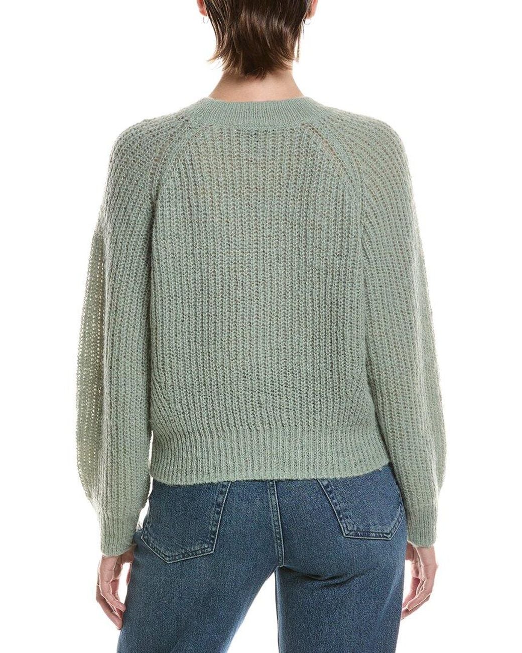 Michael Stars Green Indra Crewneck Wool-Blend Sweater