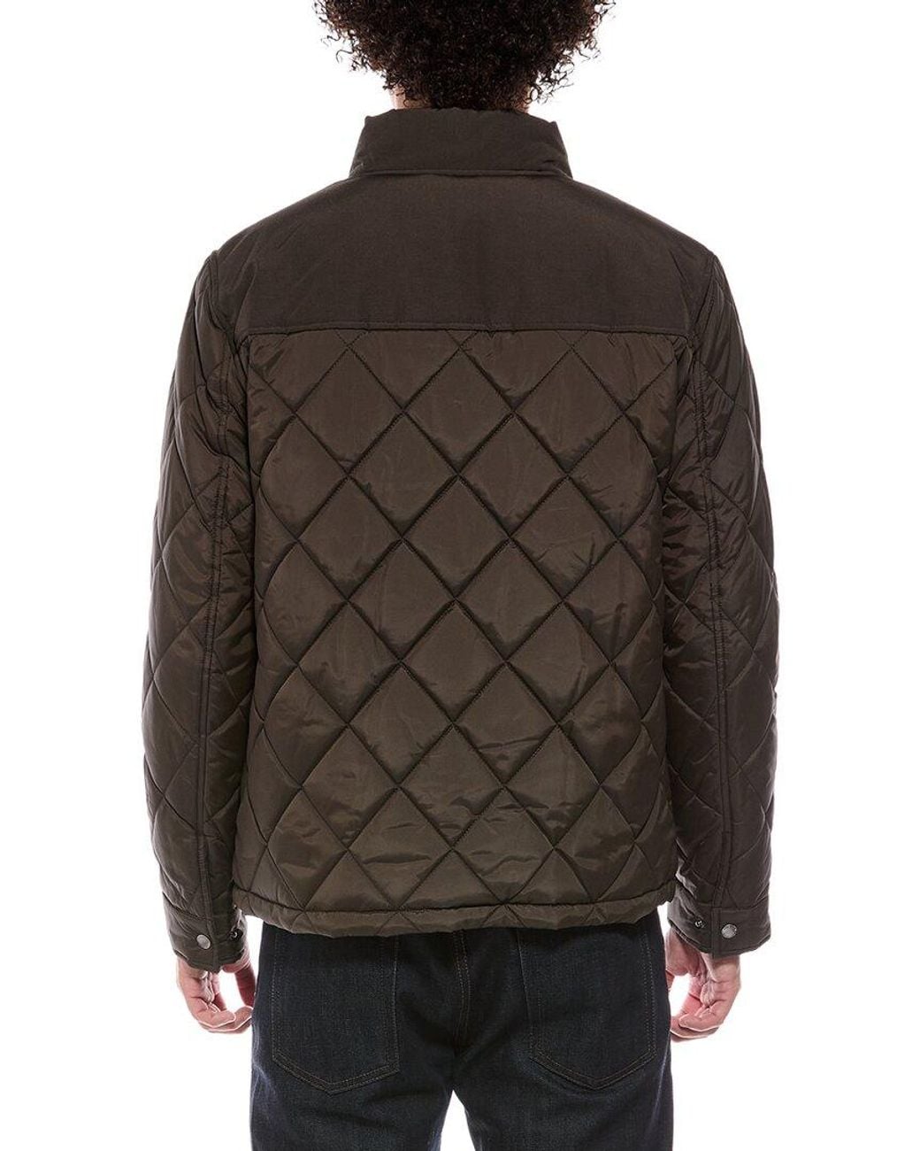 Cole Haan Brown Signature Diamond Quilted Mixed Media Jacket for men