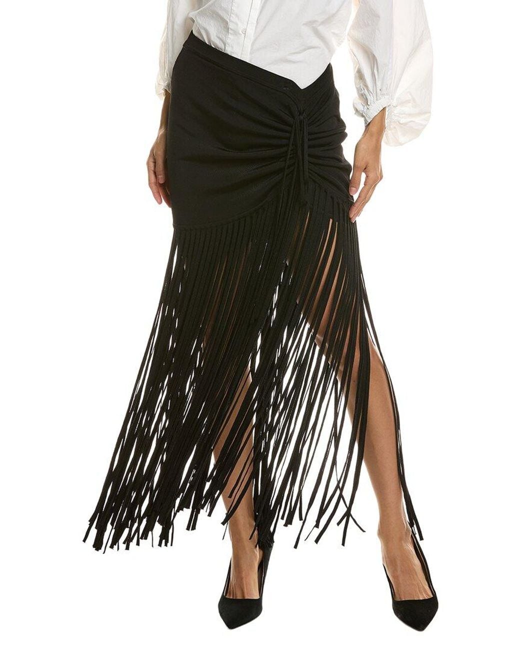 Toccin Black Amalia Ruched Midi Skirt