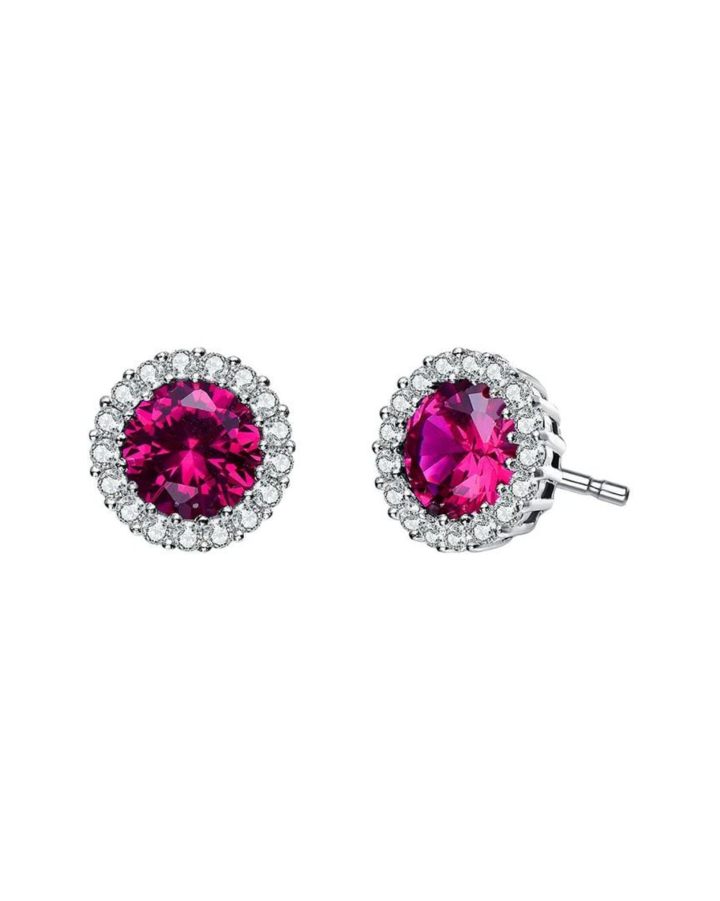 Rachel Glauber Pink Silver Cz Studs