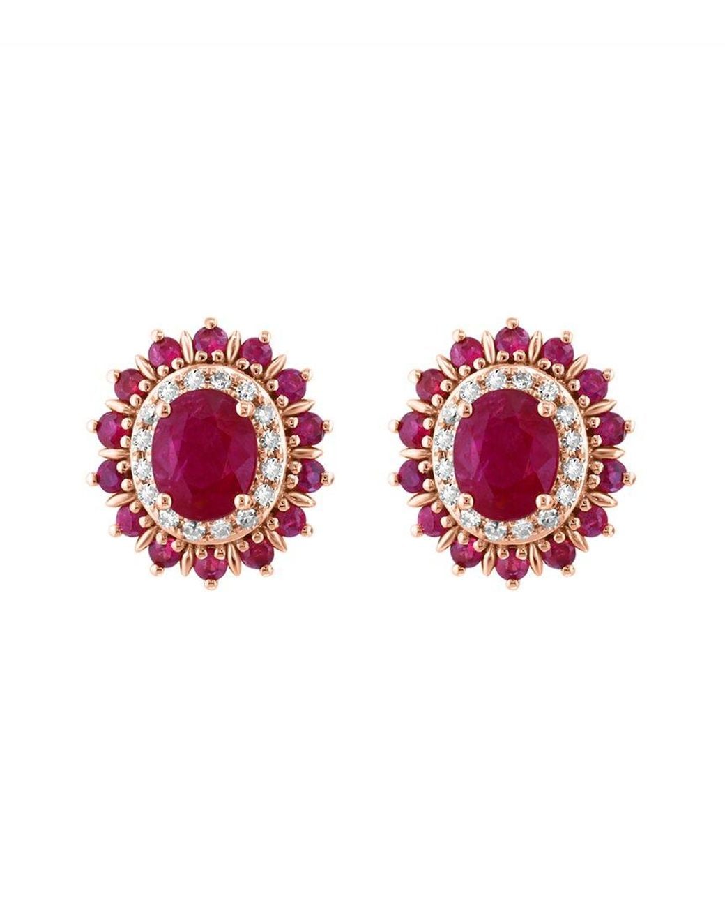 Effy Fine Jewelry Pink 14k Rose Gold 1.18 Ct. Tw. Diamond & Ruby Earrings