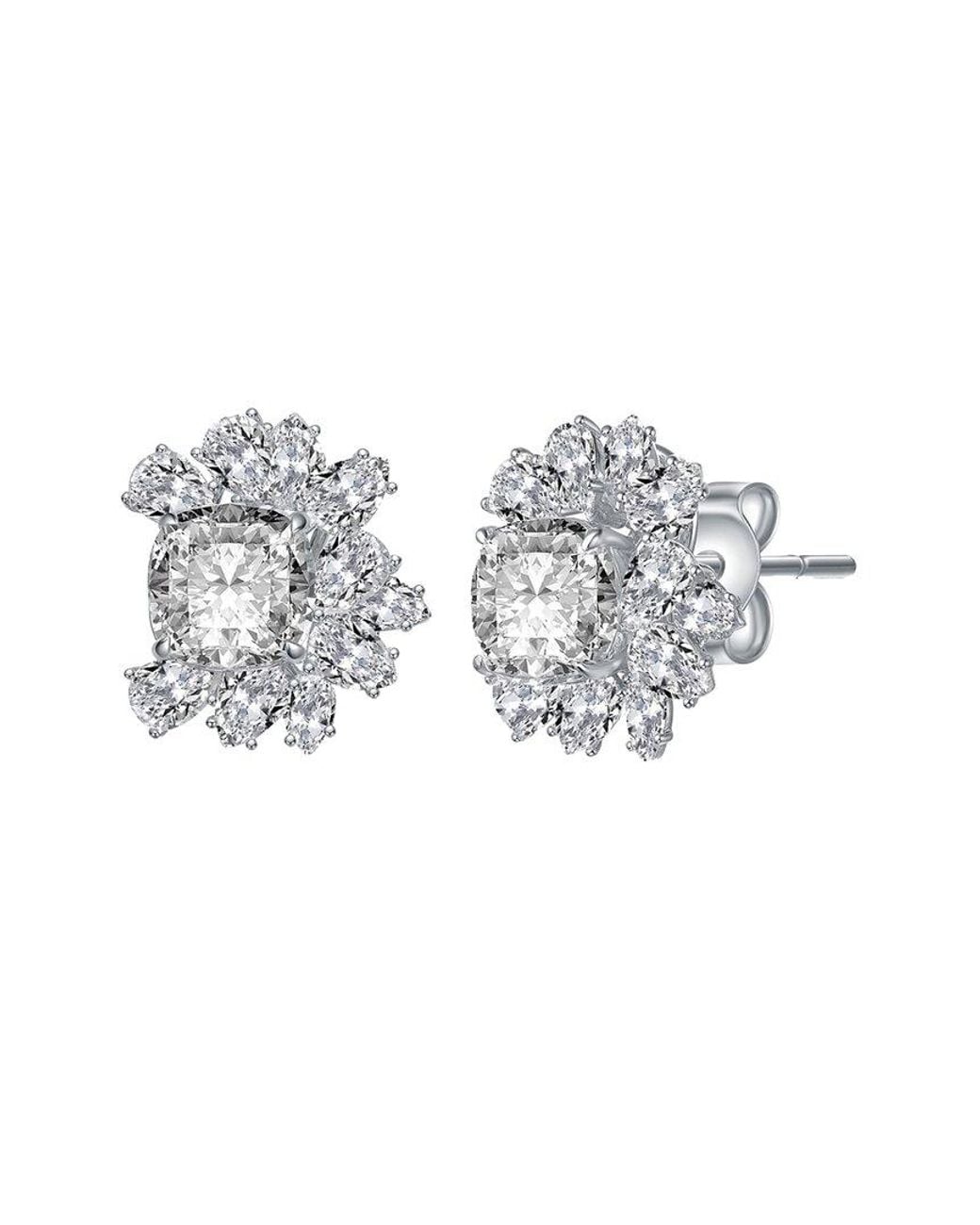 Genevive Jewelry Metallic Silver Cz Studs