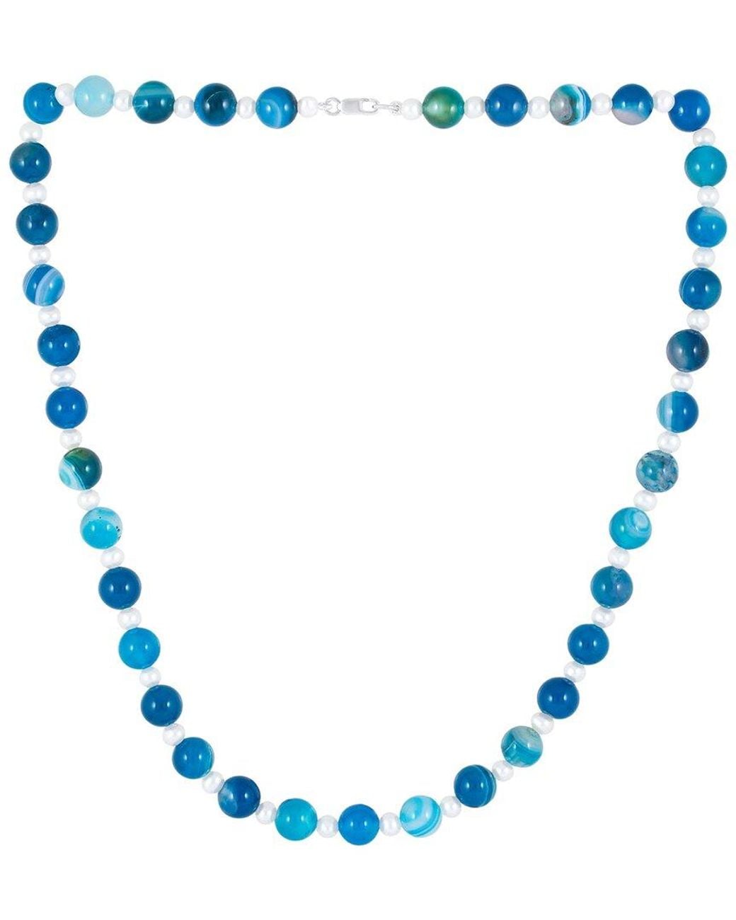Splendid Blue 8Mm Pearl Plated Necklace