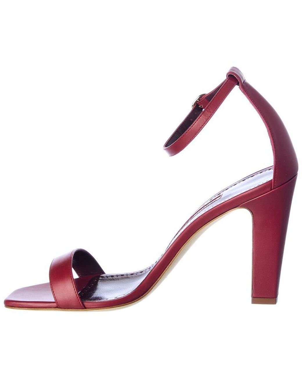Manolo Blahnik Red Ressata 105 Leather Sandal