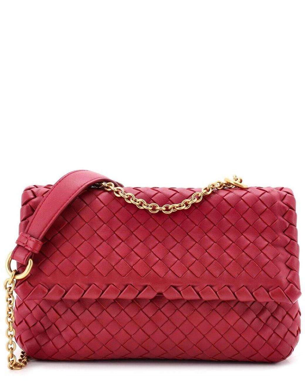 Bottega Veneta Red Intrecciato Nappa Olimpia Crossbody Small (Authentic Pre- Loved)