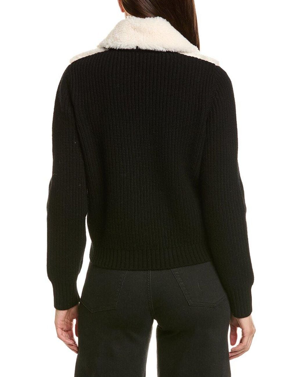Hannah Rose Black Merino Wool Sherpa & Shaker Jacket