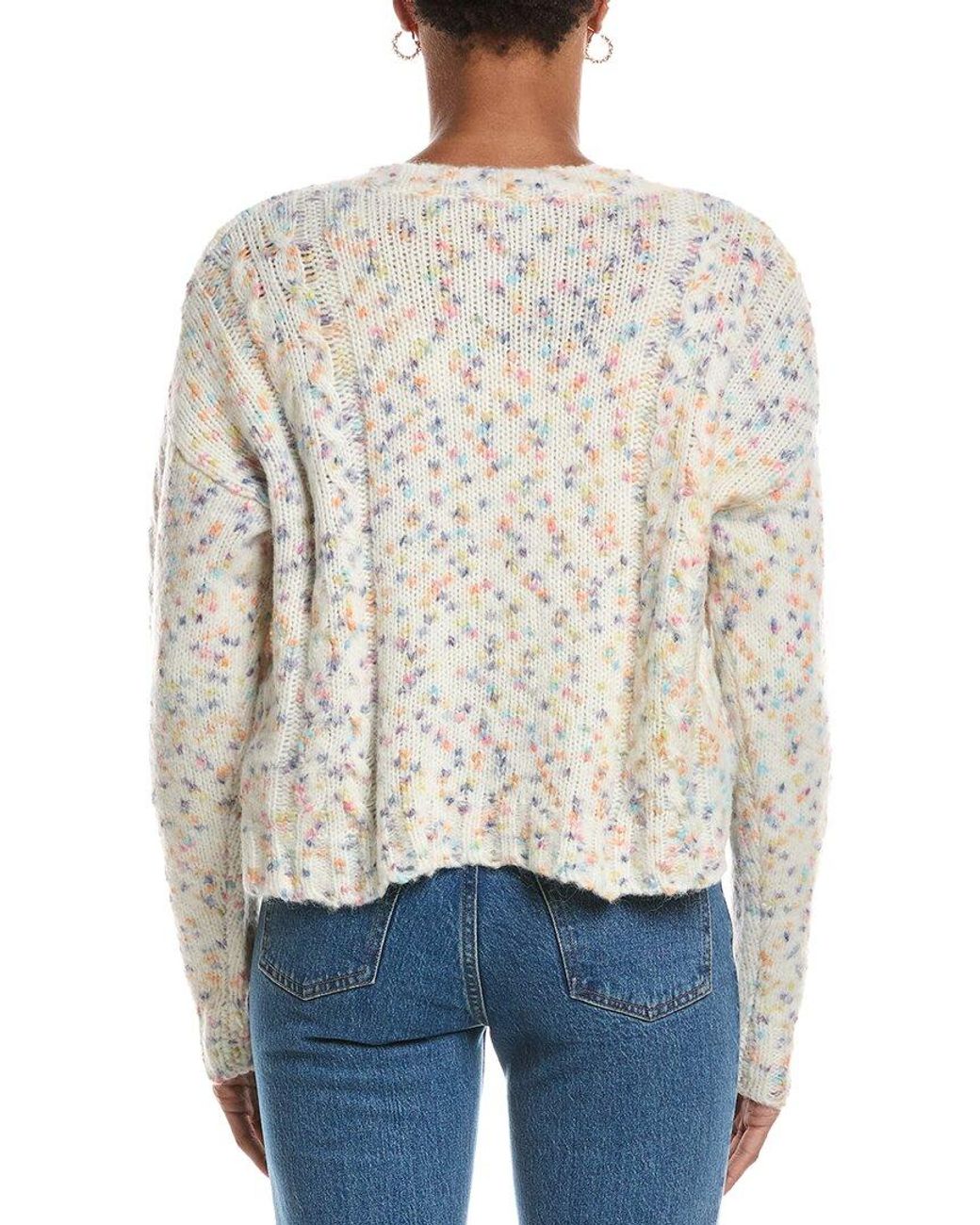 Autumn Cashmere White Confetti Cable Boxy Wool & Alpaca-Blend Cardigan