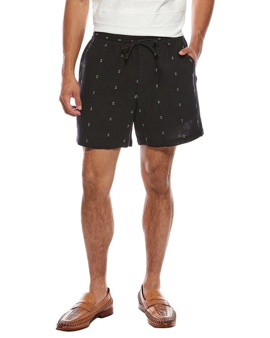 Rag & Bone Black Marc Linen-Blend Embroidered Short for men