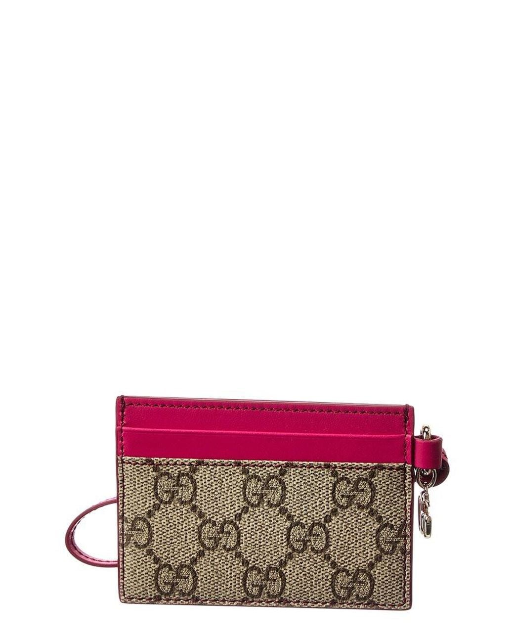 Gucci Purple Floral Gg Supreme Canvas & Leather Card Case