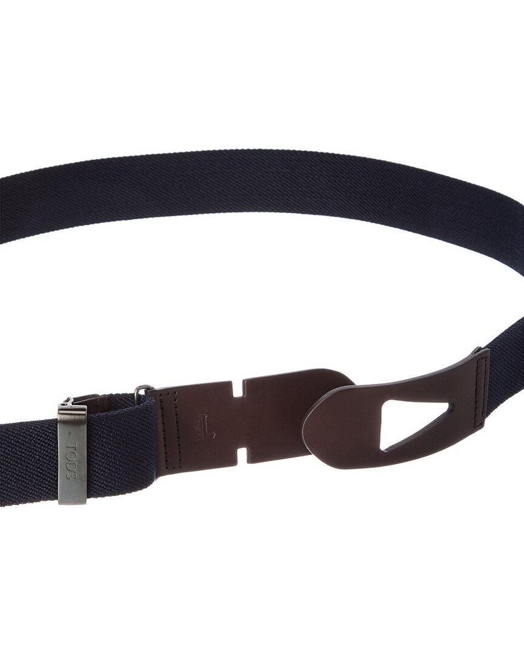 Tod's Blue Canvas & Leather Belt for men