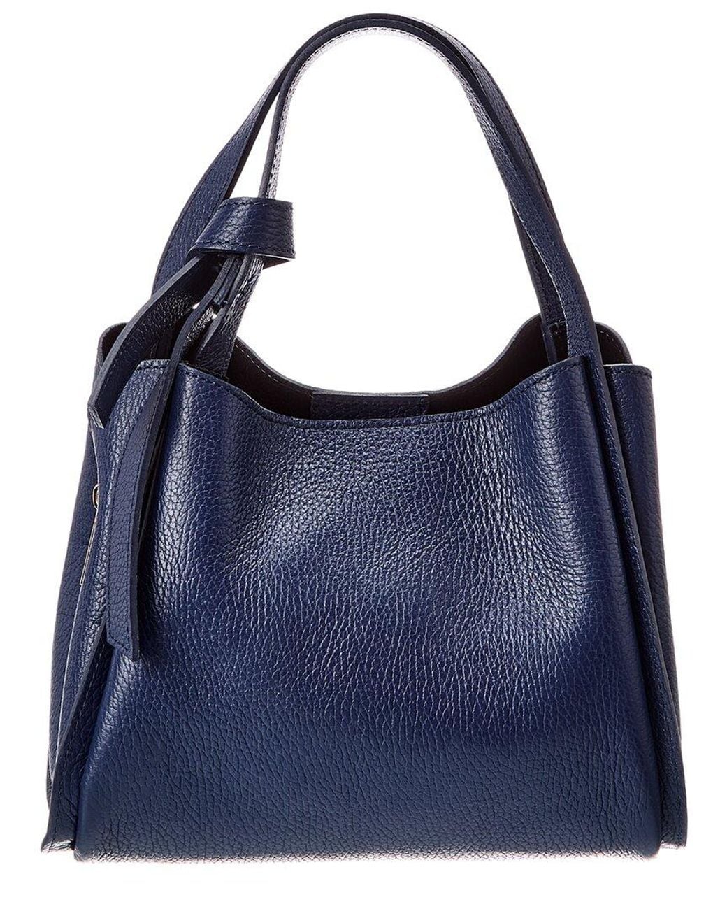 Italian Leather Blue Top Handle Tote
