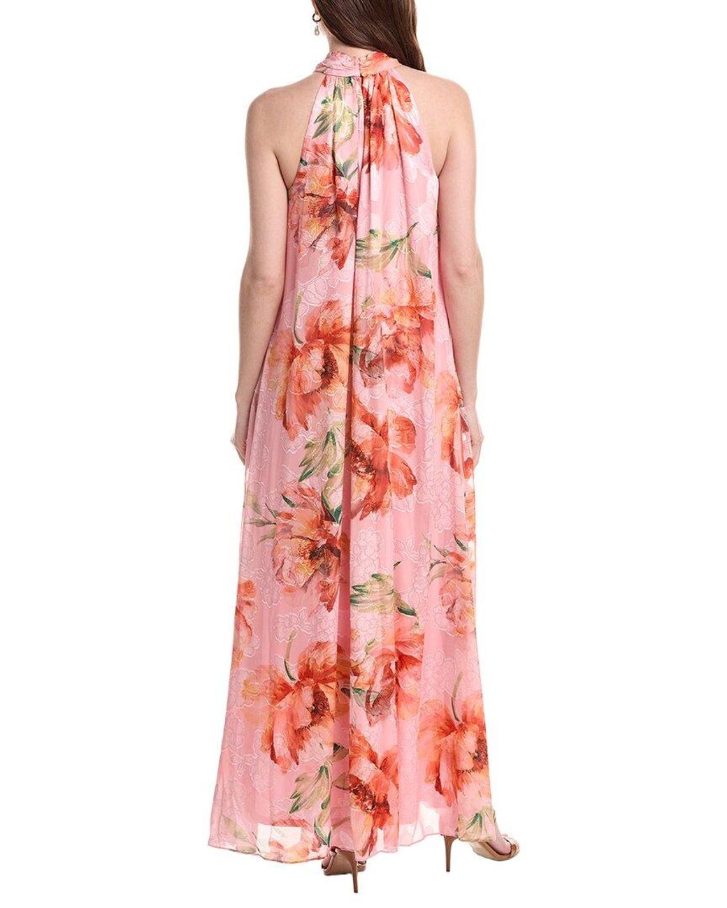 Adrianna Papell Red Halter Trapeze Gown