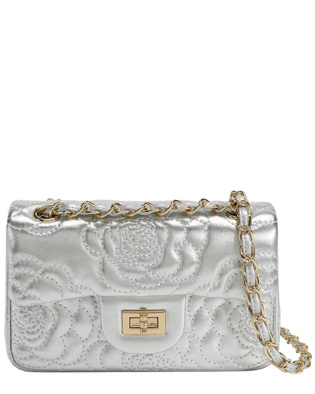 Tiffany & Fred Paris Gray Quilted Sheepskin Crossbody