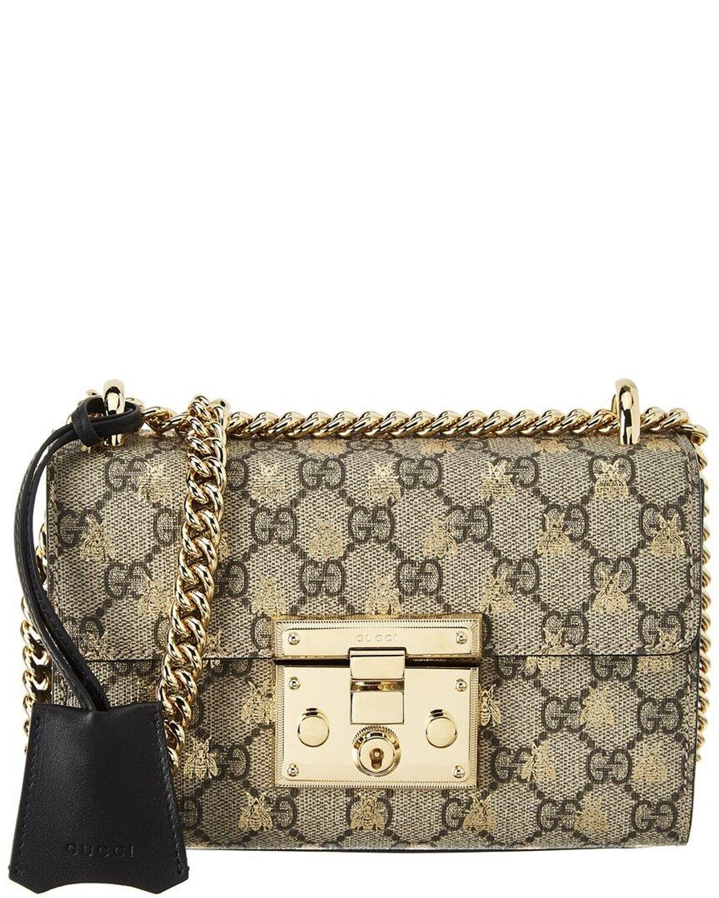 Gucci Padlock Small GG Bees Supreme Canvas Shoulder Bag in Metallic Lyst