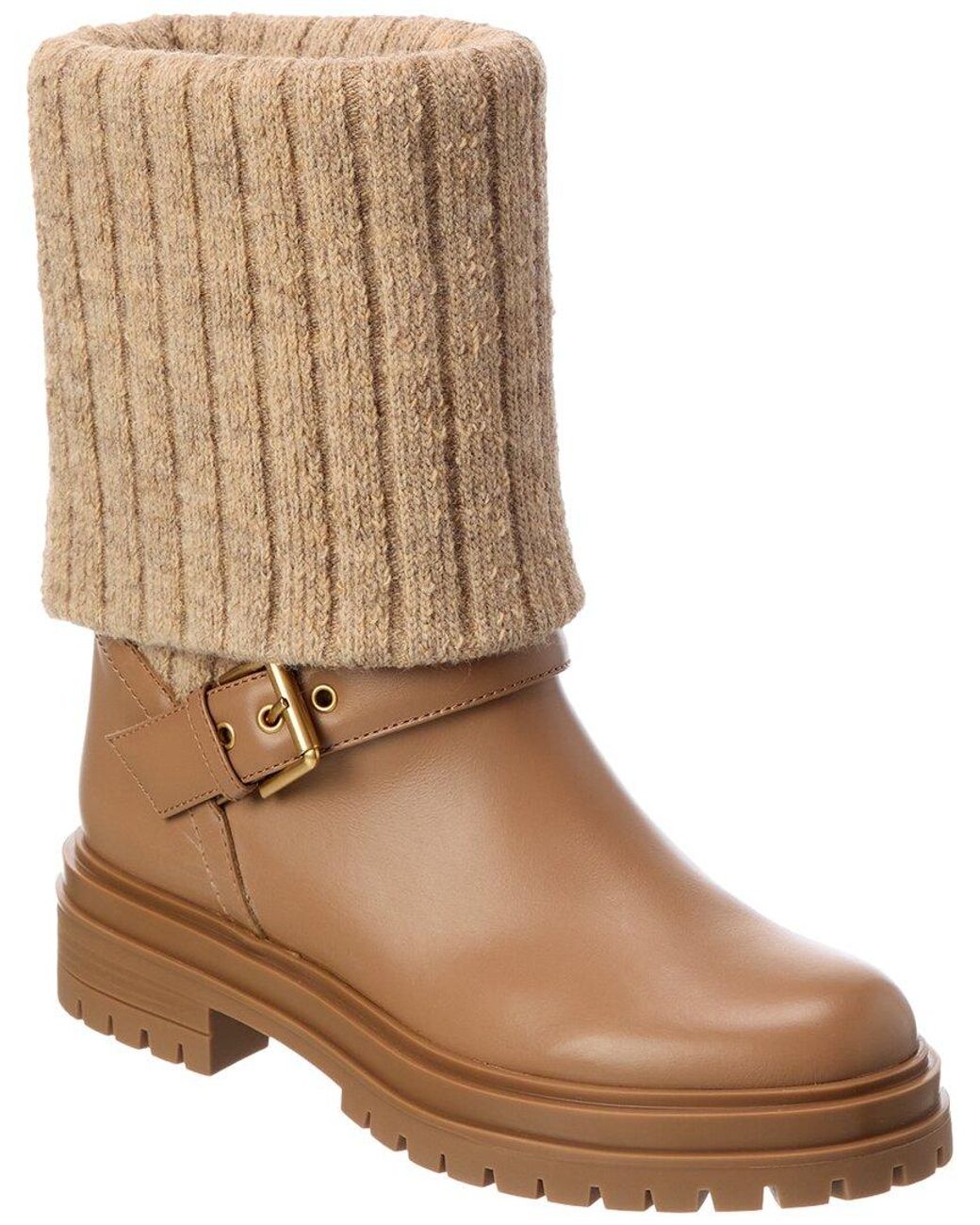 Gianvito Rossi Brown Thurso 20 Knit & Leather Boot