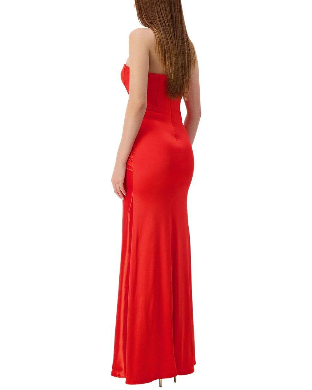 Alma King Red Solid Maxi Dress
