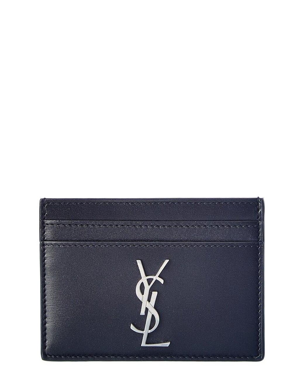 Saint Laurent Blue Monogram Leather Card Case for men