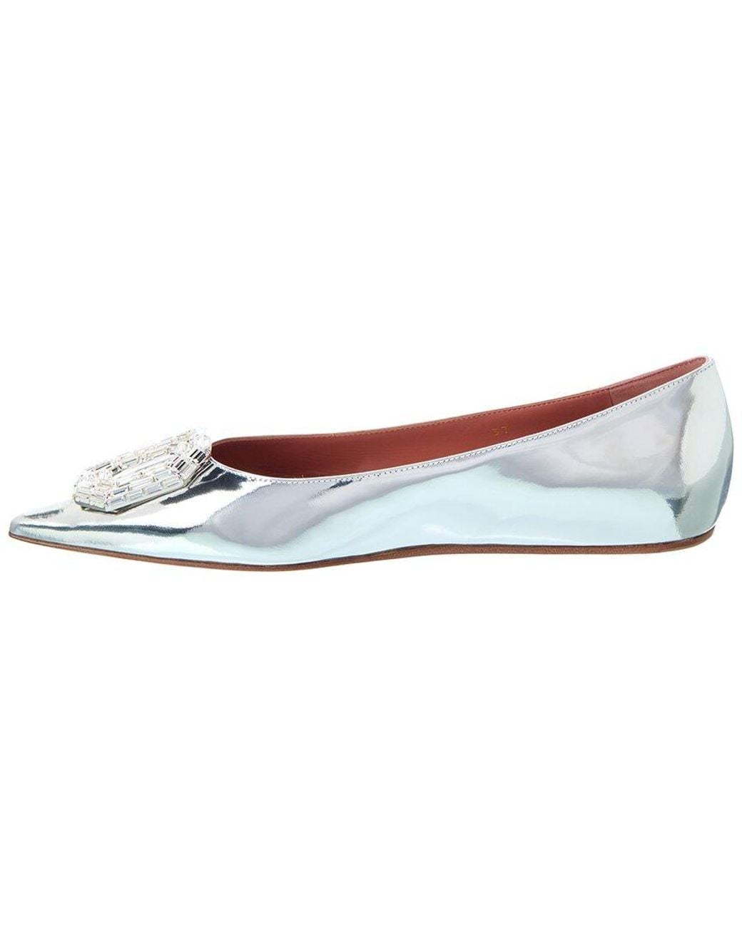 AMINA MUADDI White Camelia Leather Ballet Flat