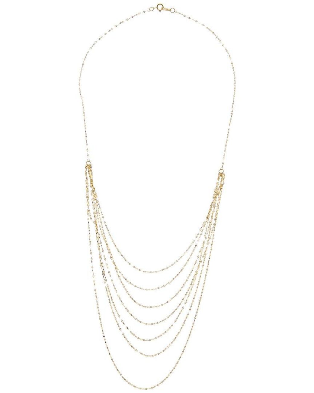 Italian Gold White 10K 7-Layer Mirror Link Necklace