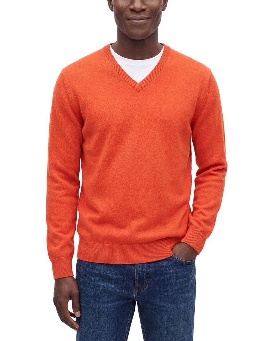 N.Peal Cashmere Red Burlington Cashmere V-Neck Sweater for men